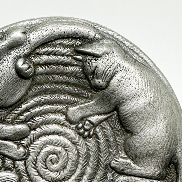 SOLD Vintage EBJ Pewter Cat Trinket Dish Candle Holder RARE - Picture 4 of 8